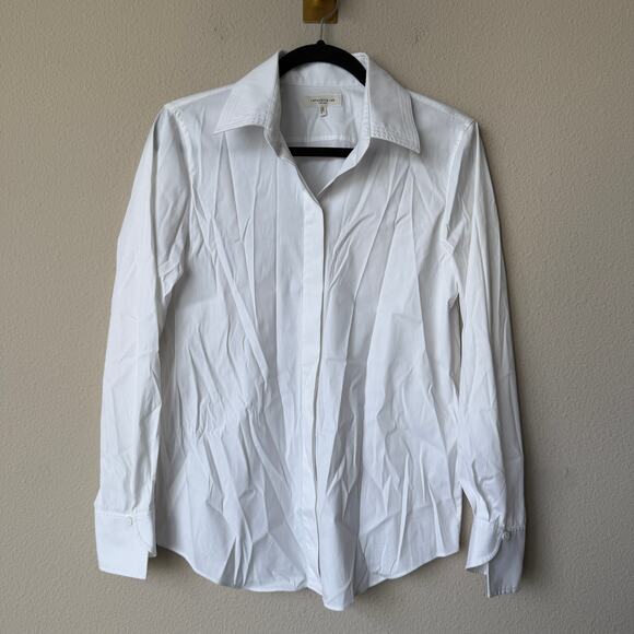 Lafayette 148 New York White Stretch Cotton Straight Shirt Size S - Picture 2 of 6